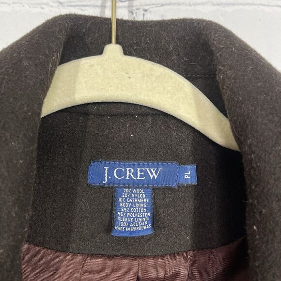 J Crew Mid Trench Coat Women Large Brown Wool Cashmere Blend Heavy Jacket - Picture 6 of 12